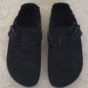 Birkenstock Boston Shearling suede mules